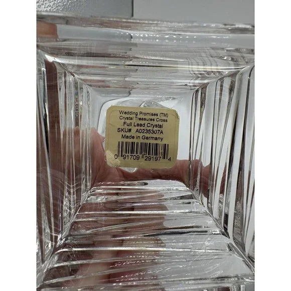 VTG Lead Crystal Lenox "Wedding Promises" Treasures Cross Figurine Germany 8" H - Picture 4 of 5